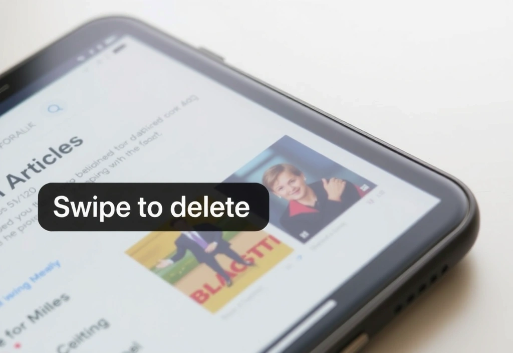 UI element showing a swipe gesture for deletion